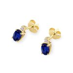 Zafír gyémánt sárga arany fülbevaló 0,03 karát K-0001