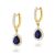Kék zafír gyémánt sárga arany fülbevaló 0,37 karát K-0455