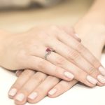 Sokköves rubin gyémánt fehér arany eljegyzési gyűrű 0,003 karát W-0002