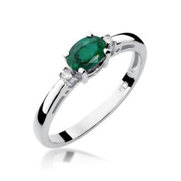 Best Diamonds W-0006 0,029 karátos gyémánt smaragd sokköves fehér arany eljegyzési gyűrű - Nila Gyűrű