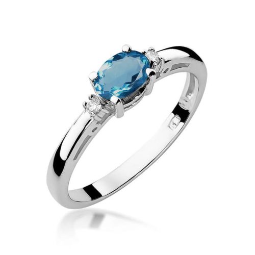 Best Diamonds W-0006 0,029 karátos gyémánt London topáz sokköves fehér arany eljegyzési gyűrű - Nila Gyűrű