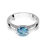 Best Diamonds W-0006 0,029 karátos gyémánt London topáz sokköves fehér arany eljegyzési gyűrű - Nila Gyűrű