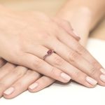 Sokköves rubin gyémánt rozé arany eljegyzési gyűrű 0,03 karát W-0006