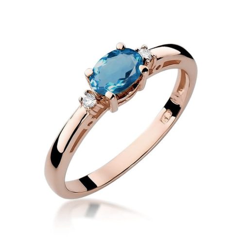Best Diamonds W-0006 0,029 karátos gyémánt London topáz sokköves rozé arany eljegyzési gyűrű - Nila Gyűrű