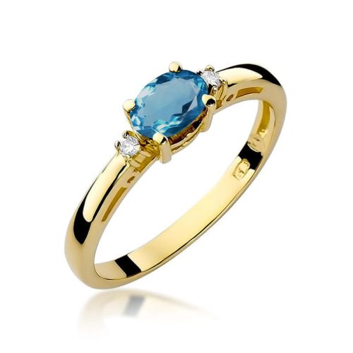 Best Diamonds W-0006 0,029 karátos gyémánt London topáz sokköves sárga arany eljegyzési gyűrű - Nila Gyűrű
