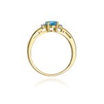 Best Diamonds W-0006 0,029 karátos gyémánt London topáz sokköves sárga arany eljegyzési gyűrű - Nila Gyűrű