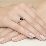 Sokköves gyémánt fekete gyémánt rozé arany eljegyzési gyűrű 0,02 karát W-0014