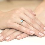 Sokköves topáz gyémánt sárga arany eljegyzési gyűrű 0,05 karát W-0067