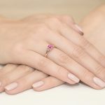 Sokköves gyémánt rózsaszín topáz rozé arany eljegyzési gyűrű 0,029 karát W-0076