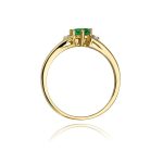 Sokköves smaragd gyémánt sárga arany eljegyzési gyűrű 0,03 karát W-0076