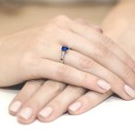 Sokköves gyémánt zafír fehér arany eljegyzési gyűrű 0,04 karát W-0078