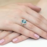 Sokköves topáz gyémánt sárga arany eljegyzési gyűrű 0,16 karát W-0080