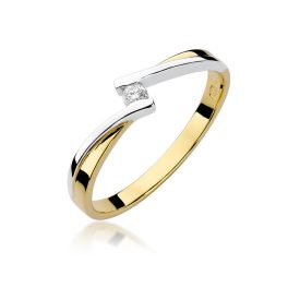   Csavart gyémánt köves sárga arany eljegyzési gyűrű 0,04 karát W-0137