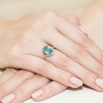 Sokköves topáz gyémánt rozé arany eljegyzési gyűrű 0,04 karát W-0150