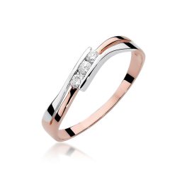   Csavart gyémánt köves rozé arany eljegyzési gyűrű 0,12 karát W-0159