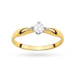 Klasszikus gyémánt köves sárga arany eljegyzési gyűrű 0,15 karát W-0171