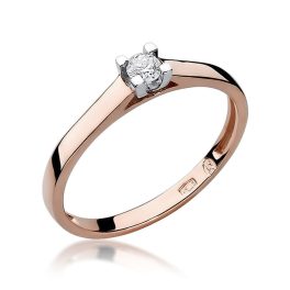  Klasszikus gyémánt köves rozé arany eljegyzési gyűrű 0,10 karát W-0221