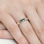 Sokköves gyémánt fekete gyémánt fehér arany eljegyzési gyűrű 0,044 karát W-0235