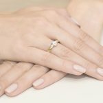 Sokköves laboratóriumi gyémánt sárga arany eljegyzési gyűrű 0,48 karát W-0264