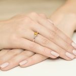 Sokköves citrin gyémánt rozé arany eljegyzési gyűrű 0,52 karát W-0301