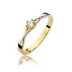 Csavart gyémánt köves sárga arany eljegyzési gyűrű 0,12 karát W-0340