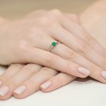Sokköves gyémánt smaragd rozé arany eljegyzési gyűrű 0,029 karát W-0346B