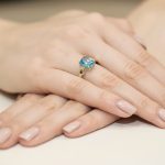 Sokköves topáz gyémánt fehér arany eljegyzési gyűrű 0,01 karát W-0400