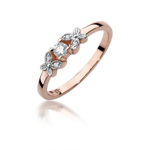 Sokköves gyémánt rozé arany eljegyzési gyűrű 0,12 karát W-0414