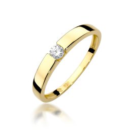   Klasszikus gyémánt köves sárga arany eljegyzési gyűrű 0,12 karát W-0432