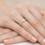 Sokköves gyémánt sárga arany eljegyzési gyűrű 0,37 karát W-0459B