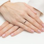 Sokköves fekete gyémánt rozé arany eljegyzési gyűrű 0,102 karát W-0619