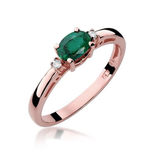 Best Diamonds W-006 0,029 karátos gyémánt smaragd sokköves rozé arany eljegyzési gyűrű - Nila Gyűrű