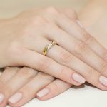 Sokköves gyémánt sárga arany eljegyzési gyűrű 0,015 karát W-0118