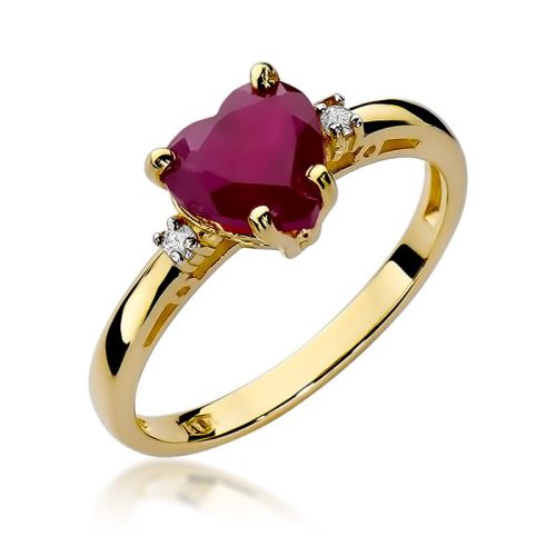 Best Diamonds W-012 0,029 karátos gyémánt rubin sokköves sárga arany eljegyzési gyűrű - Nila Gyűrű